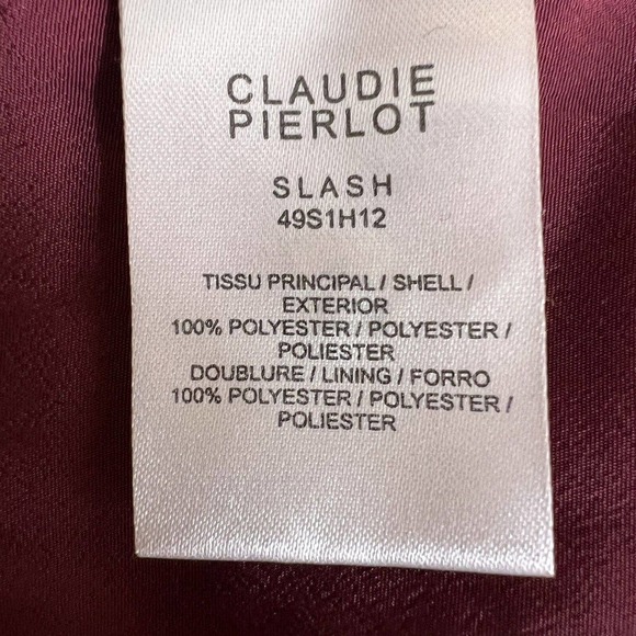 Claudie Pierlot Burgundy Chiffon Skirt with Gold Sequins Size 36 / US 6 - Picture 4 of 4